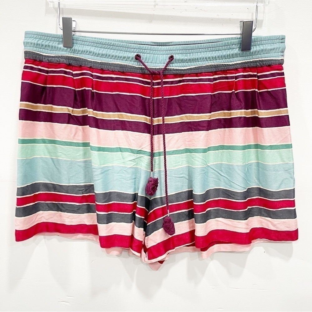 Loft Multicolor Stripe Drawstring Tassel Shorts S… - image 1